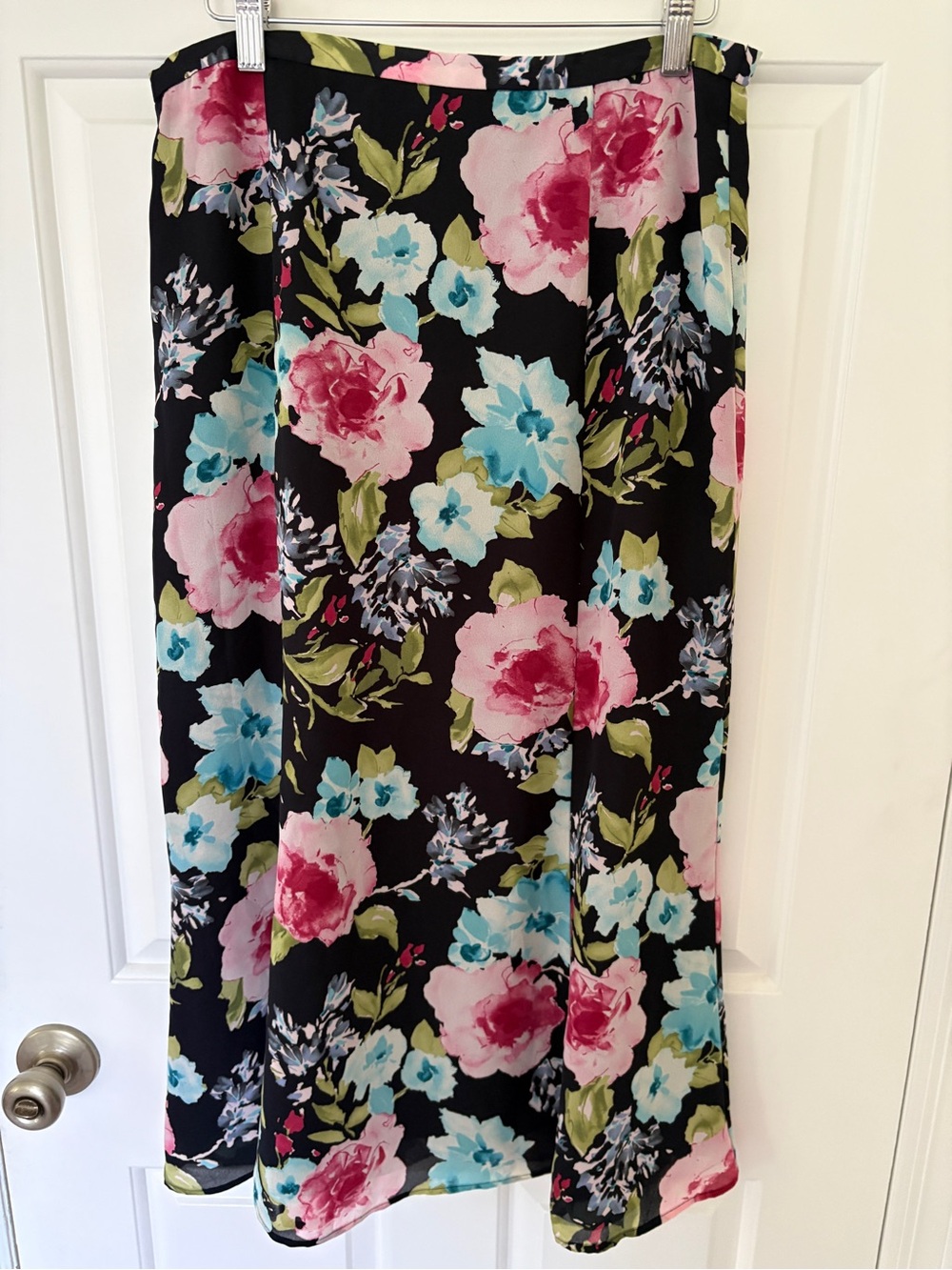Norton McNaughton Navy A Line Skirt with Pink & Blue Floral Print Size 8